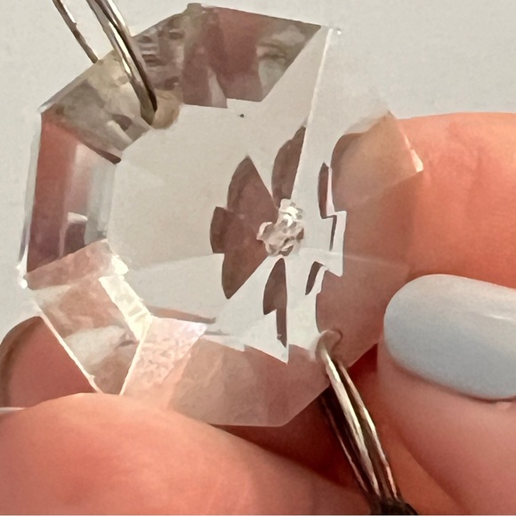 CHARM Ornament silver-tone mesh heart & beads with glass faceted chrystal 4" - Picture 5 of 5